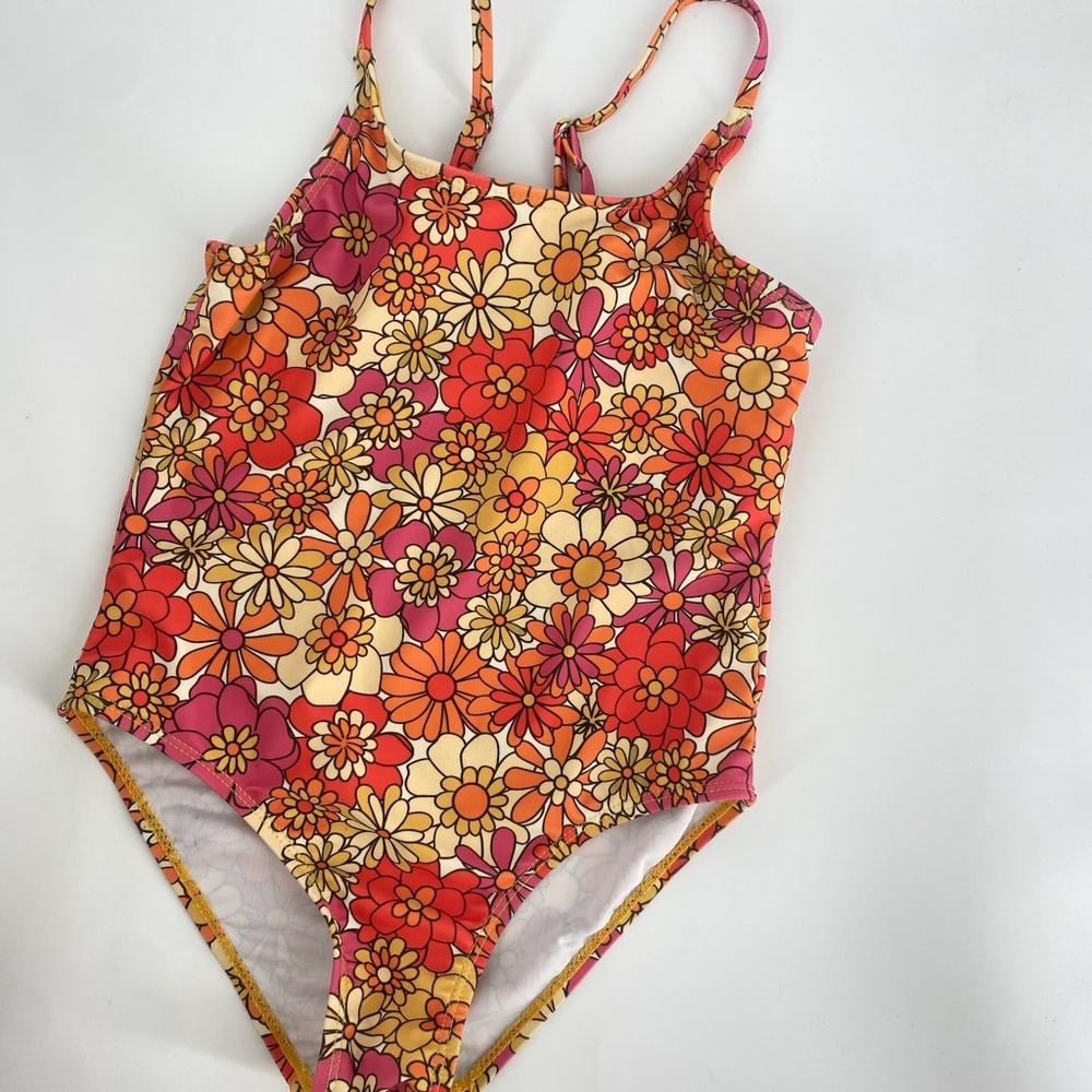 Pre-Owned Girls Size 7Y Floral Bathing Suit – Adjustable Straps